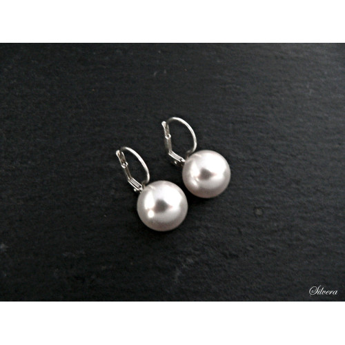 Stříbrné naušnice perla velká, stříbro ryzost 925/1000