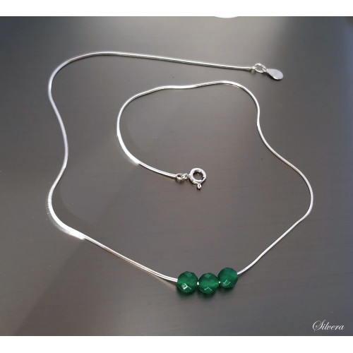 Stříbrný náhrdelník zelený Hematit fasetovaný, stříbro rzost 925/1000