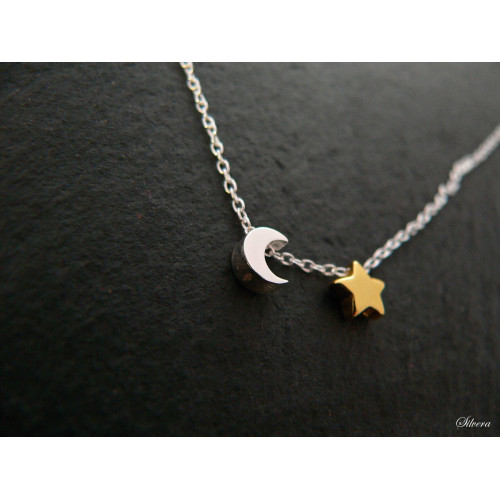 Stříbrný řetízek Měsíček + hvězdička, moon star, stříbro ryzost 925/1000