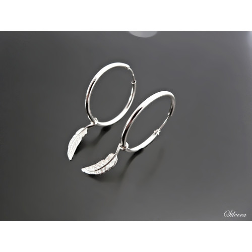 Stříbrné naušnice, kruhy, průměr 3 cm, stříbro ryzost 925/1000