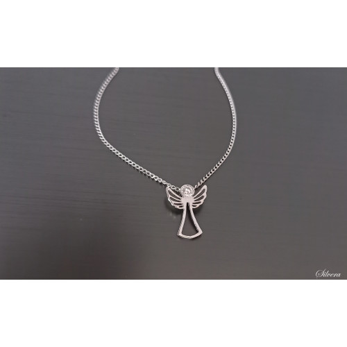 Stříbrný rhodiovaný náhrdelník Andílek s kamínkem, angel, anděl, stříbro ryzost 925/1000