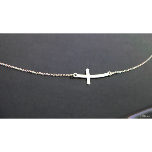 Stříbrný náhrdelník křížek naležato, stříbro ryzost 925/1000