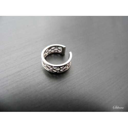 Stříbrný kroužek na ucho Earcuff síťovaný, stříbro ryzost 925/1000