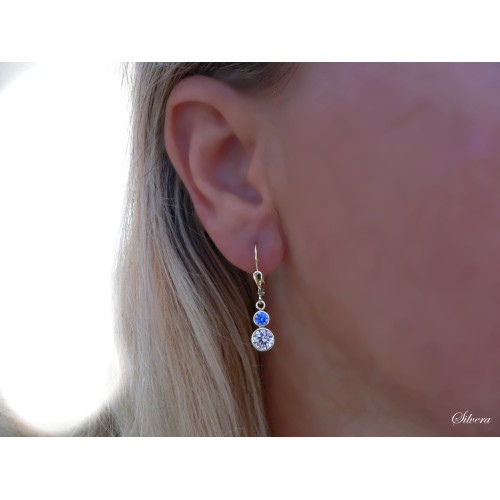 Stříbrné pozlacené naušnice  dvojitý zirkon, stříbro ryzost 925/1000 p