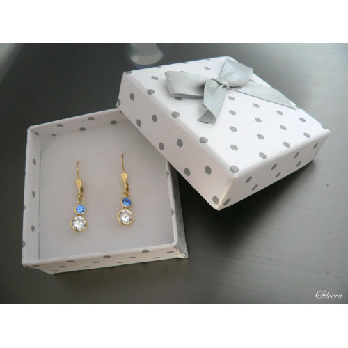 Stříbrné pozlacené naušnice  dvojitý zirkon, stříbro ryzost 925/1000 p