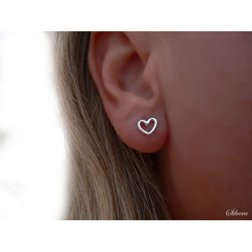 Stříbrné naušnice srdíčka obrys, stříbro ryzost 925/1000