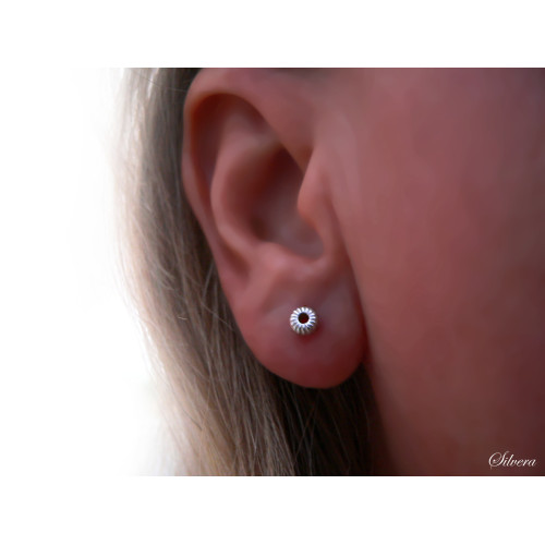 Stříbrné naušnice minikolečka, mini Roues jagged, stříbro ryzost 925/1