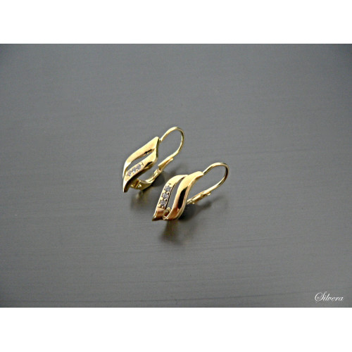 Stříbrné pozlacené naušnice dva lístečky na klapku, sříbro ryzost 925/