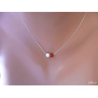 Stříbrný náhrdelník říční perla + broušený karneol, stříbro ryzost 925