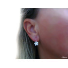 Stříbrné naušnice pomněnky, bílé kamínky, stříbro ryzost 925/1000