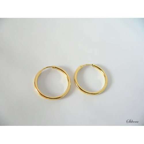 Pozlacené stříbrné náušnice kruhy 2 cm | Silvera.cz/ pozlacené kruhy 20 mm (Česká výroba) | Silvera.cz