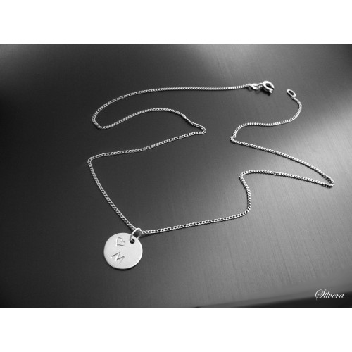 Stříbrný náhrdelník s písmenkem na přání a srdíčkem, stříbro ryzost 925/1000