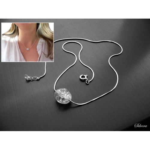 Stříbrný náhrdelník s Křišťálem, stříbro ryzost 925/1000