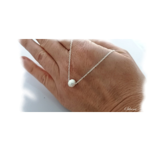 Stříbrný náhrdelník s říční perlou, stříbro ryzost 925/1000
