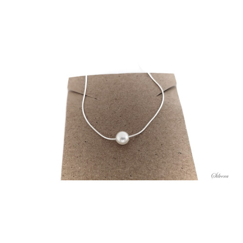 Stříbrný řetízek s perlou, stříbro ryzost 925/1000